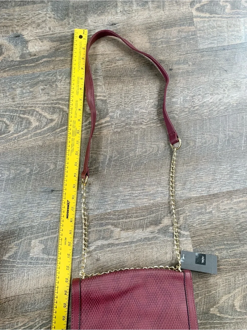 Mossimo Faux Chic Snakeskin Maroon Chain Strap Crossbody Bag NWT